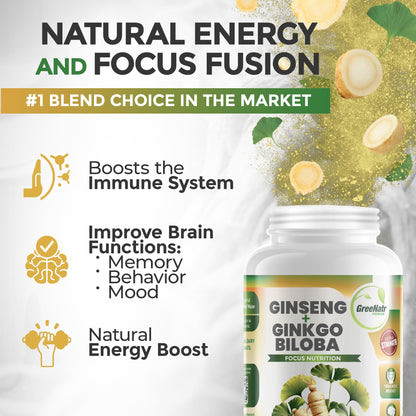 GreeNatr Ginkgo Biloba & Panax Ginseng – 120 Tablets | Brain Health