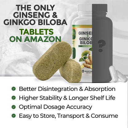 GreeNatr Ginkgo Biloba & Panax Ginseng – 120 Tablets | Brain Health