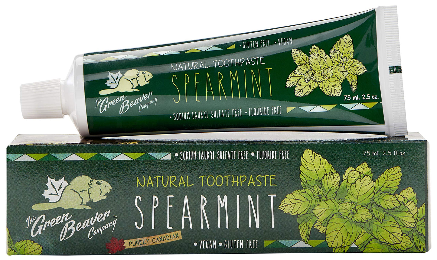 Green Beaver Spearmint Toothpaste, 2.5 Ounce (75 ml) – Vegan, Natural Whitening
