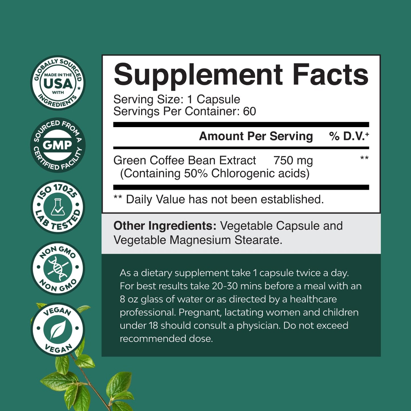 Green Coffee Bean Extract for Weight Loss – Energy & Immunity for Women & Men