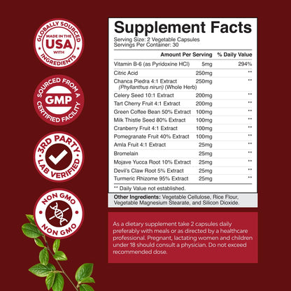 Green Coffee Bean Extract for Uric Acid Detox – Turmeric, Tart Cherry & Celery Seed | 60 Count