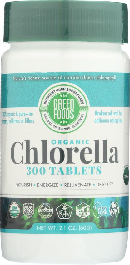 Green Foods Organic Chlorella 200 Mg, 2.1 oz, 300 Count