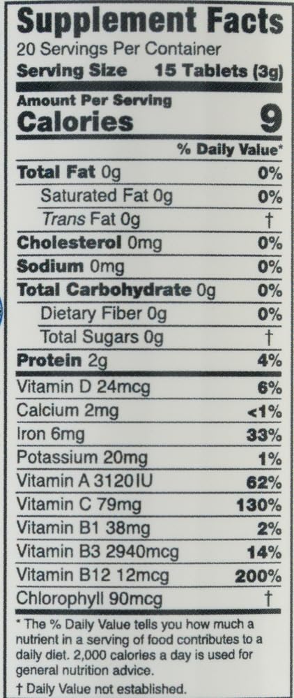 Green Foods Organic Chlorella 200 Mg, 2.1 oz, 300 Count