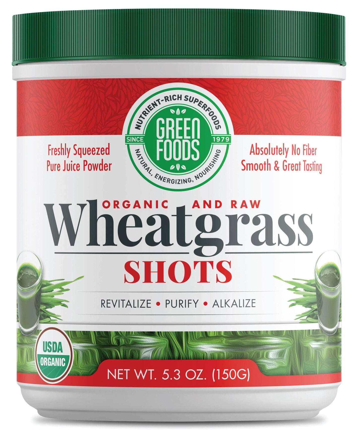 Green Foods Wheat Grass Shots 5.3 oz - Organic, Kosher, Vegan, Raw