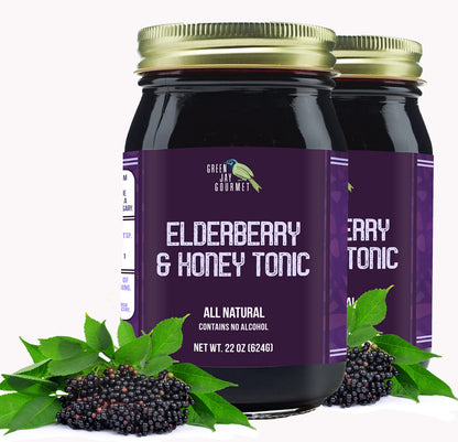 Green Jay Gourmet Elderberry Tonic – All Natural Immune Support (2 x 22 oz)