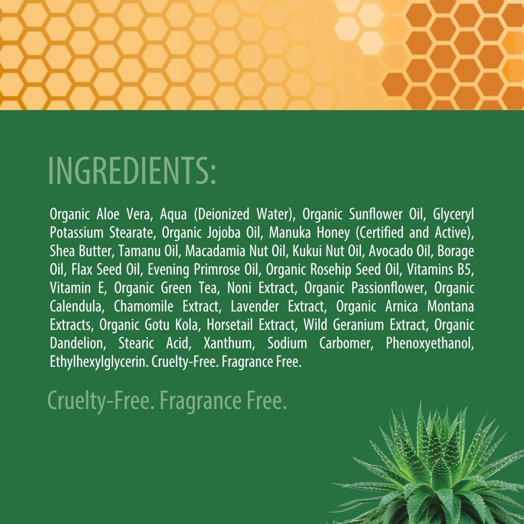 Green Leaf Naturals Manuka Honey Eczema Cream – Fragrance-Free Moisturizer for Dry, Itchy Skin (Body & Face) 4oz