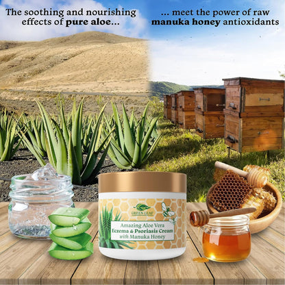 Green Leaf Naturals Manuka Honey Eczema Cream 8oz 1 Hydrating Relief for Dry Skin