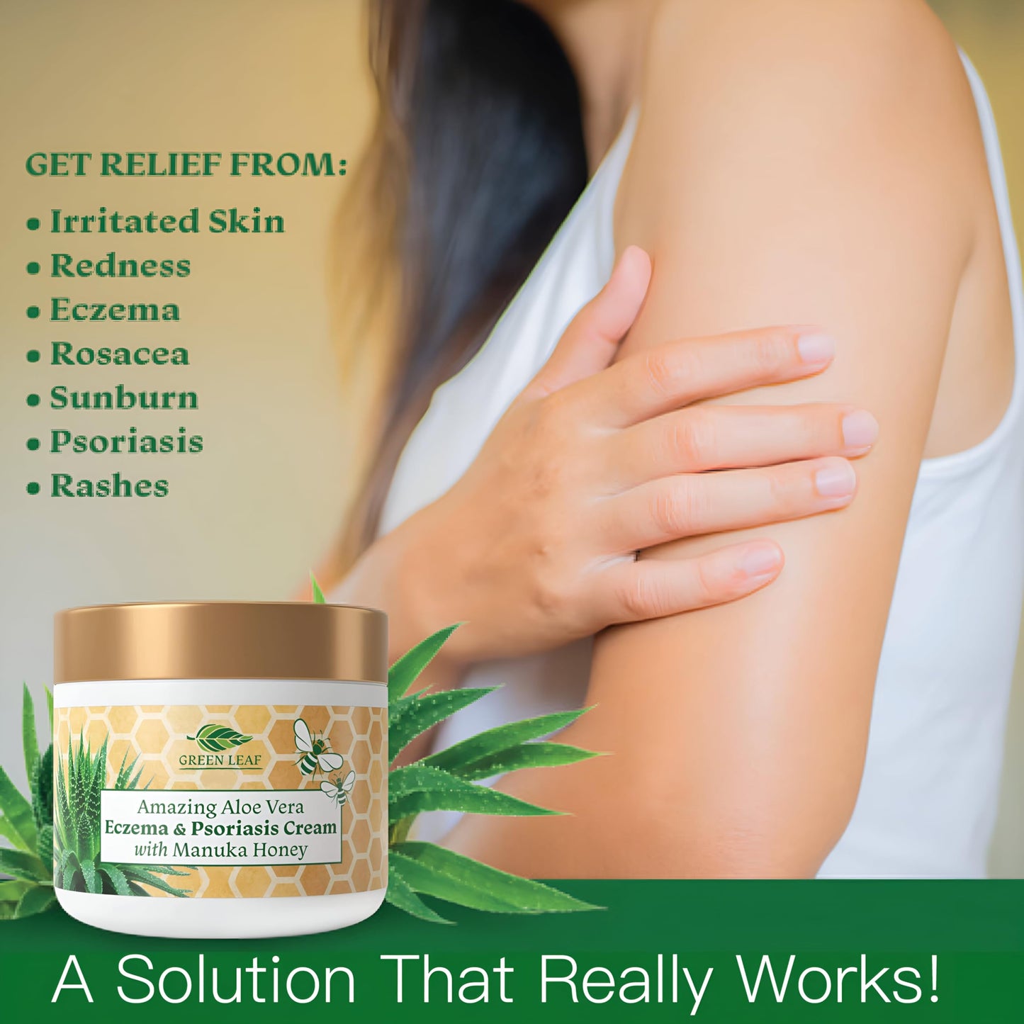Green Leaf Naturals Manuka Honey Eczema Cream 8oz 1 Hydrating Relief for Dry Skin