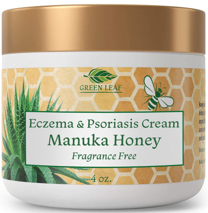 Green Leaf Naturals Manuka Honey Eczema Cream – Fragrance-Free Moisturizer for Dry, Itchy Skin (Body & Face) 4oz
