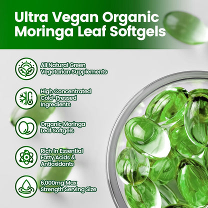 Pure Moringa Capsules 6000mg | 120 Day Supply | Liposomal 98% Absorption