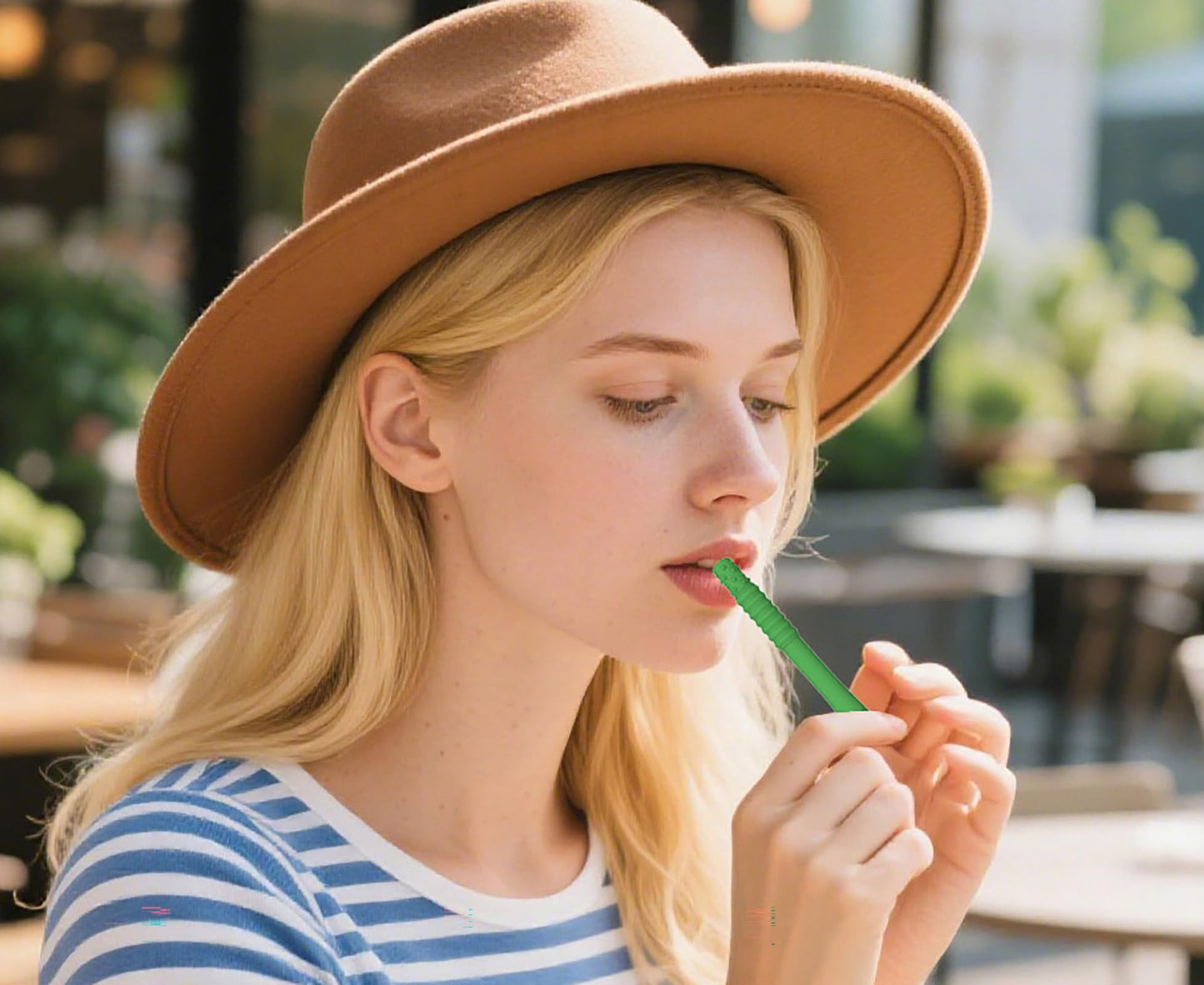 Chewable Essential Oil Breath Stick - Mint Flavored (2 Pcs) with 4 Replacement Cores for Travel, Office & Car