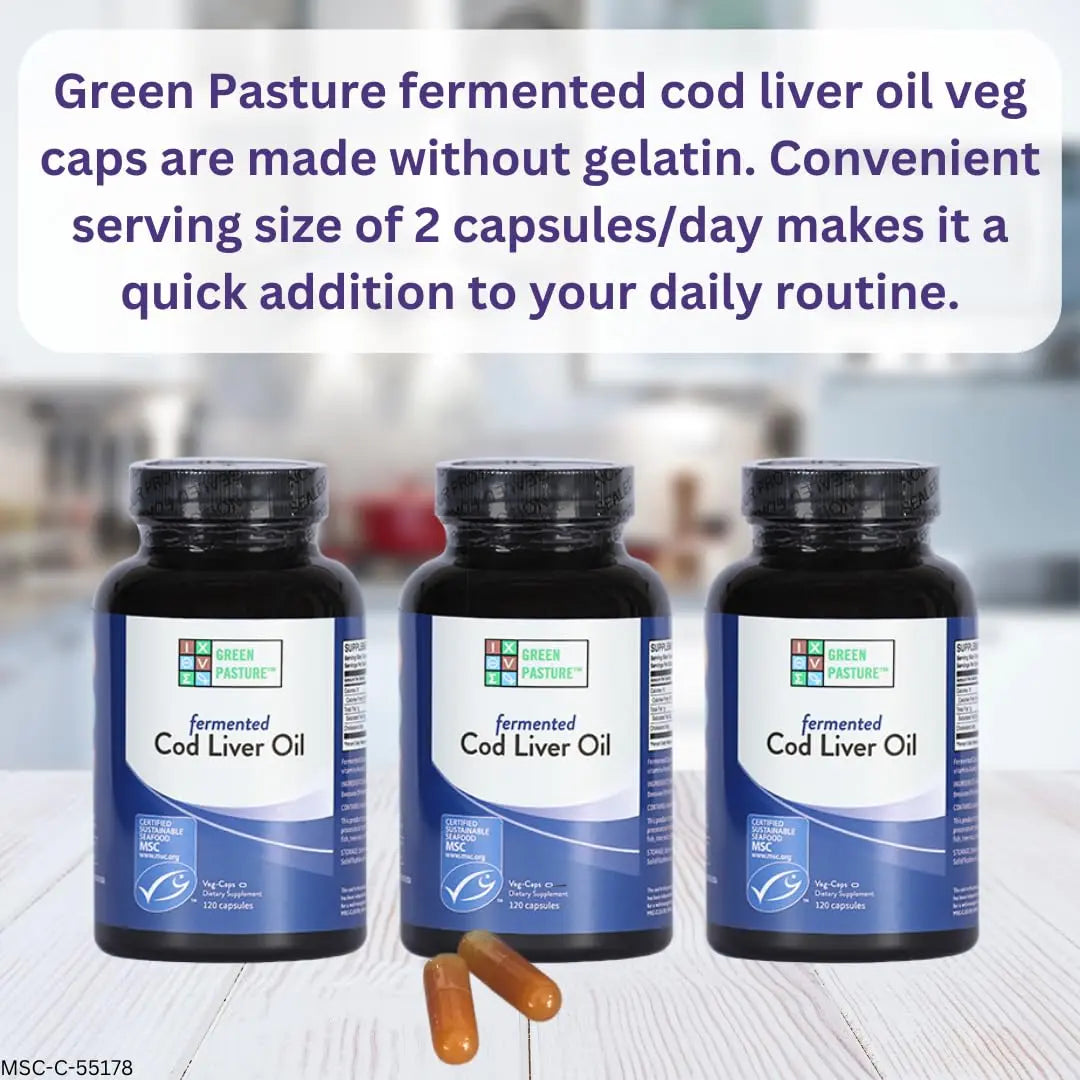 Green Pasture Fermented Cod Liver Oil - Non-Gelatin, 120 Capsules BritishVita | Premium UK Vitamins & Wellness Supplements