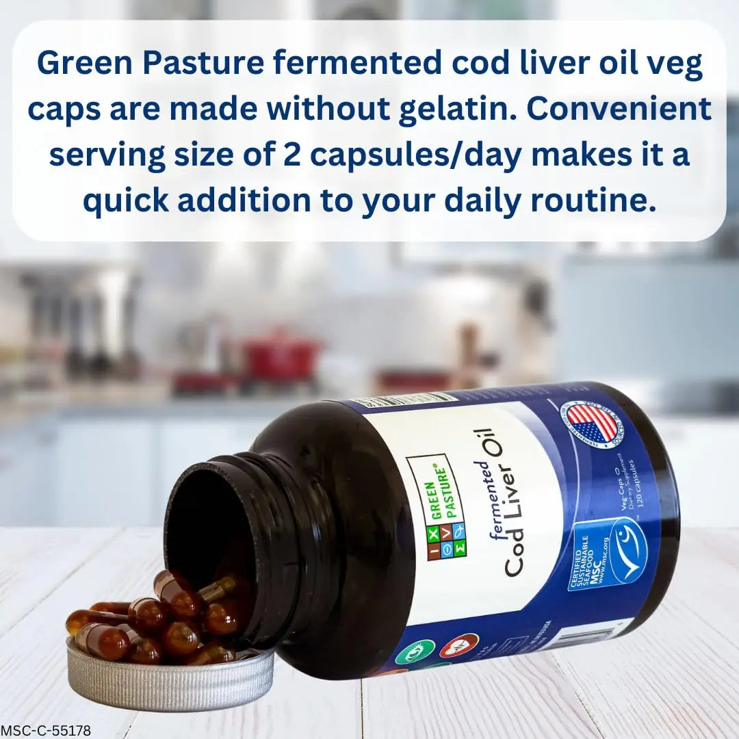 Green Pasture Fermented Cod Liver Oil - Non-Gelatin, 120 Capsules BritishVita | Premium UK Vitamins & Wellness Supplements