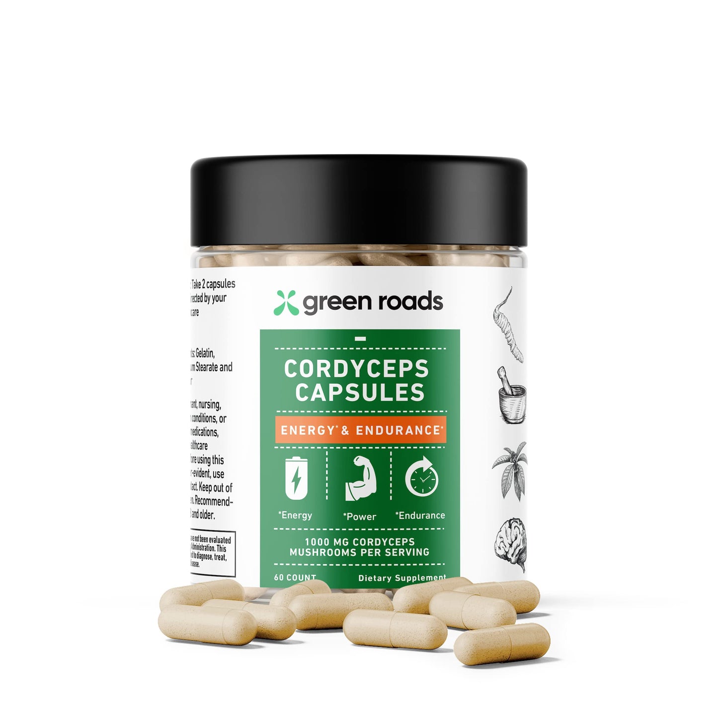 Green Roads Cordyceps Energy & Endurance Capsules – 60 Count