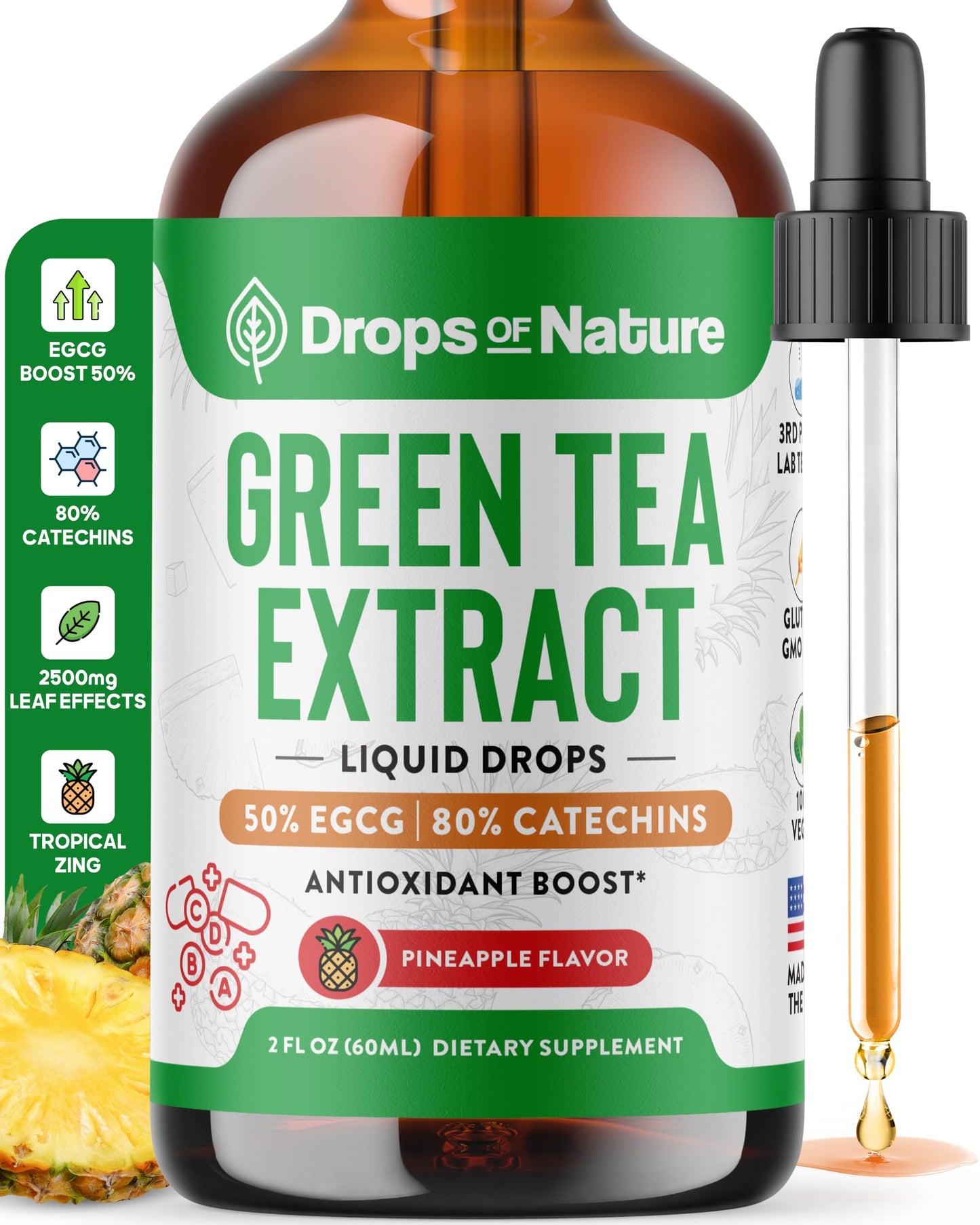 Green Tea 10:1 Extract 50% EGCG Liquid Drops – Vegan Immune & Skin Support