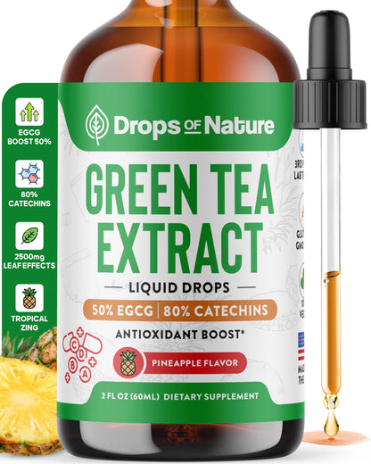 Green Tea 10:1 Extract 50% EGCG Liquid Drops – Vegan Immune & Skin Support