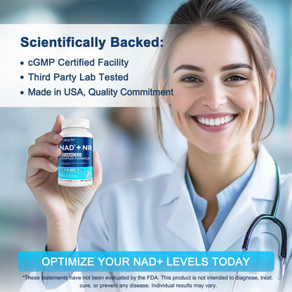 NAD Supplement 1119 mg with NR – Advanced Complex | 60 Capsules | Made in USA