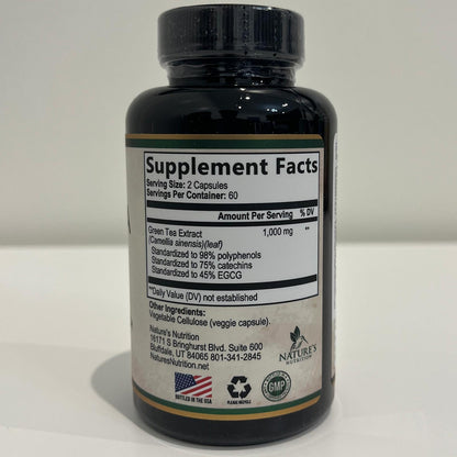 Green Tea Extract Capsules 1000 mg – 3X Strength, 45% EGCG & 98% Polyphenols | 120 Capsules