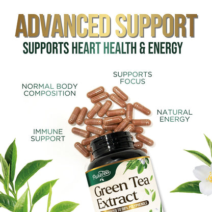 Green Tea Extract Capsules 1000mg - 45% EGCG, 98% Polyphenols | 60 Capsules