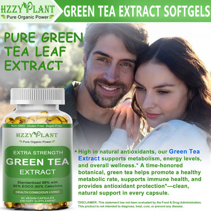 Green Tea Extract Softgels | High Absorption EGCG 50% | Energy & Immune Support