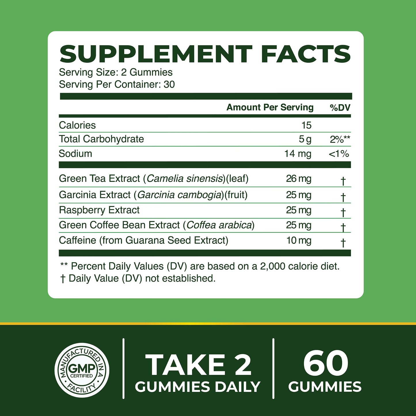 Green Tea Fat Burner Gummies for Weight Loss – Metabolism Boost & Appetite Support | 60 Count