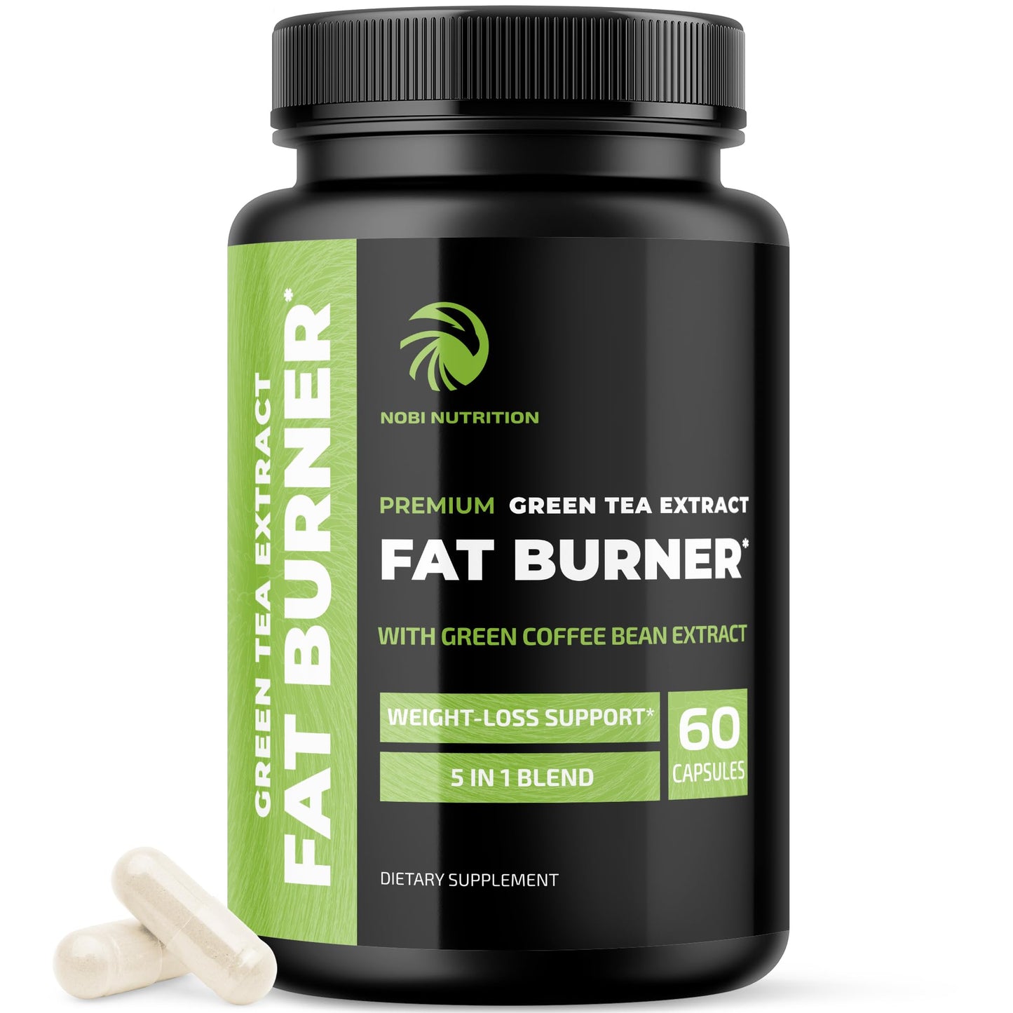Green Tea Weight Loss Pills for Men & Women — 45% EGCG | Vegan Fat Burner 60 Ct