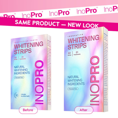 InoPro Teeth Whitening Strips Kit – 42 Strips, 21 Treatments, Peroxide Free