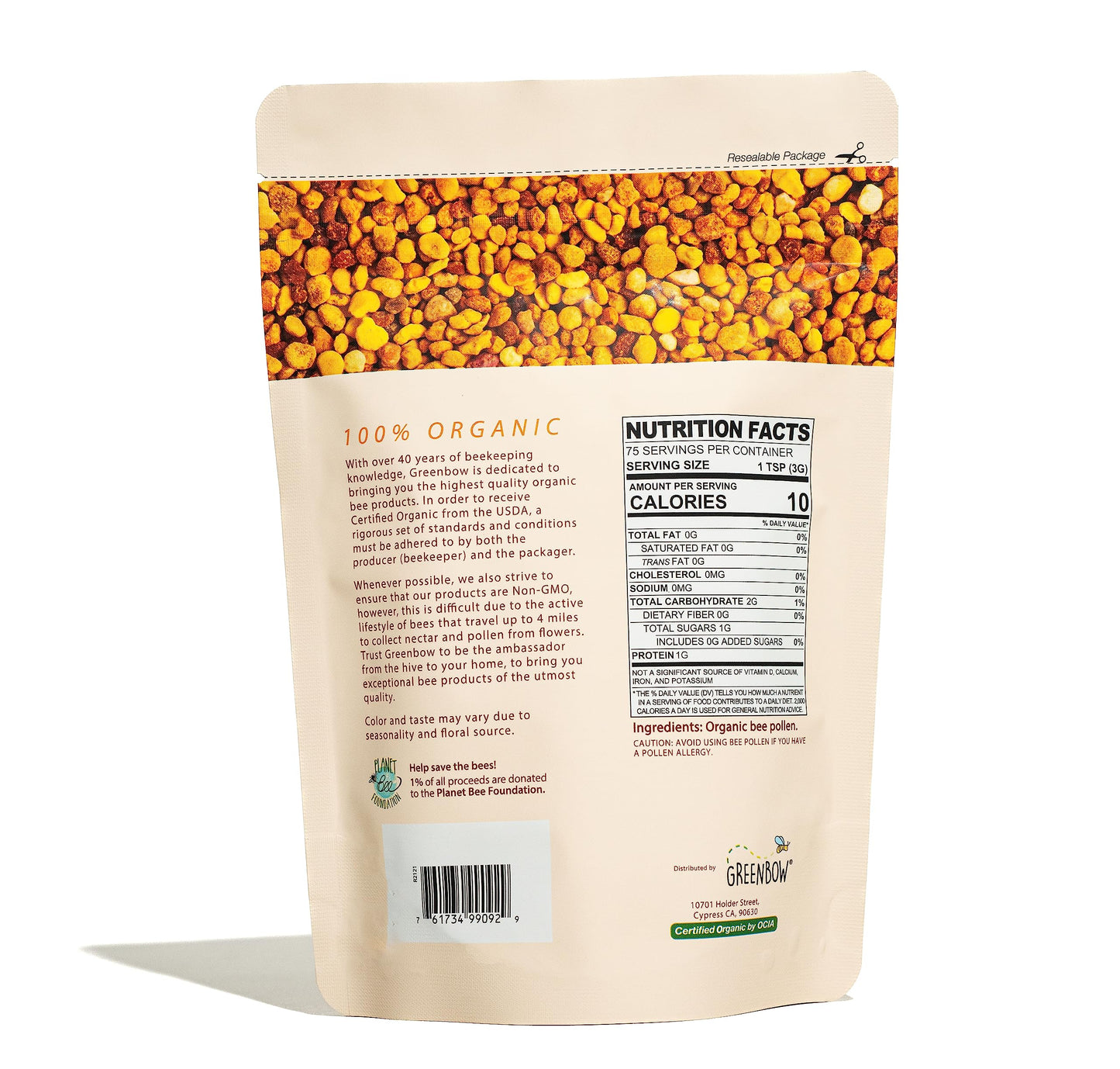 Greenbow Organic Bee Pollen – USDA Organic, Non-GMO, 8oz