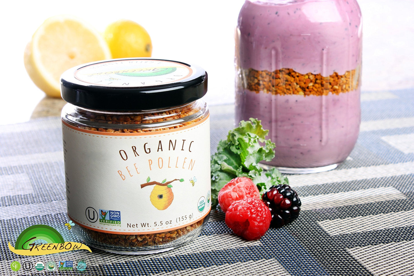 Greenbow Organic Bee Pollen – 100% USDA Organic, Non-GMO, Halal & Kosher | Gluten Free 155g