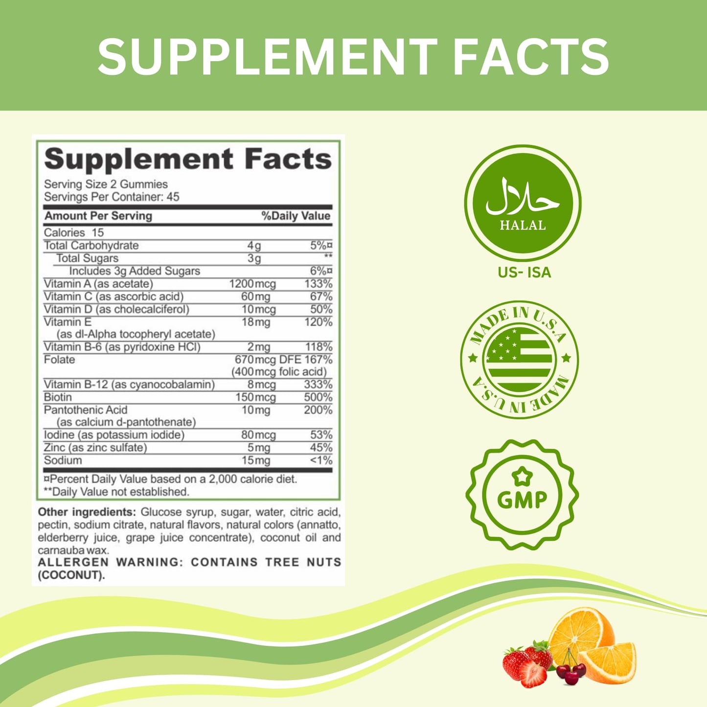 Greenfield Nutritions Halal Multivitamins for Adults - Gelatin Free & Vegetarian