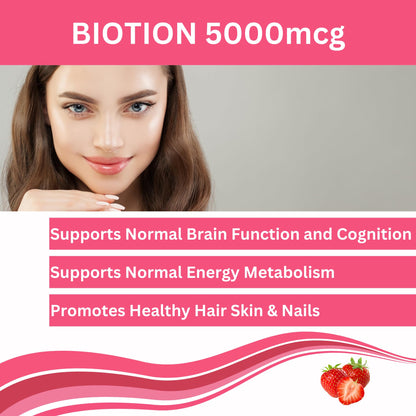 Greenfield Nutrition Halal Biotin Gummies – Hair, Skin & Nails, 5000 mcg per Gummy, 90 Gummies