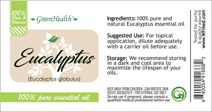 GreenHealth Eucalyptus Essential Oil – 32 fl oz (946 ml) Bulk, 100% Pure & Natural