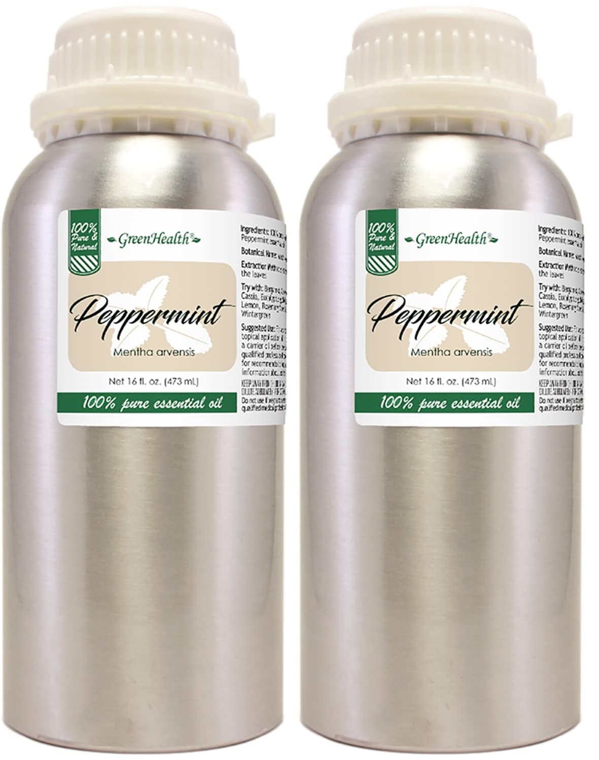 GreenHealth Peppermint Essential Oil – 2 Pack (32 oz) – 100% Pure & Uncut