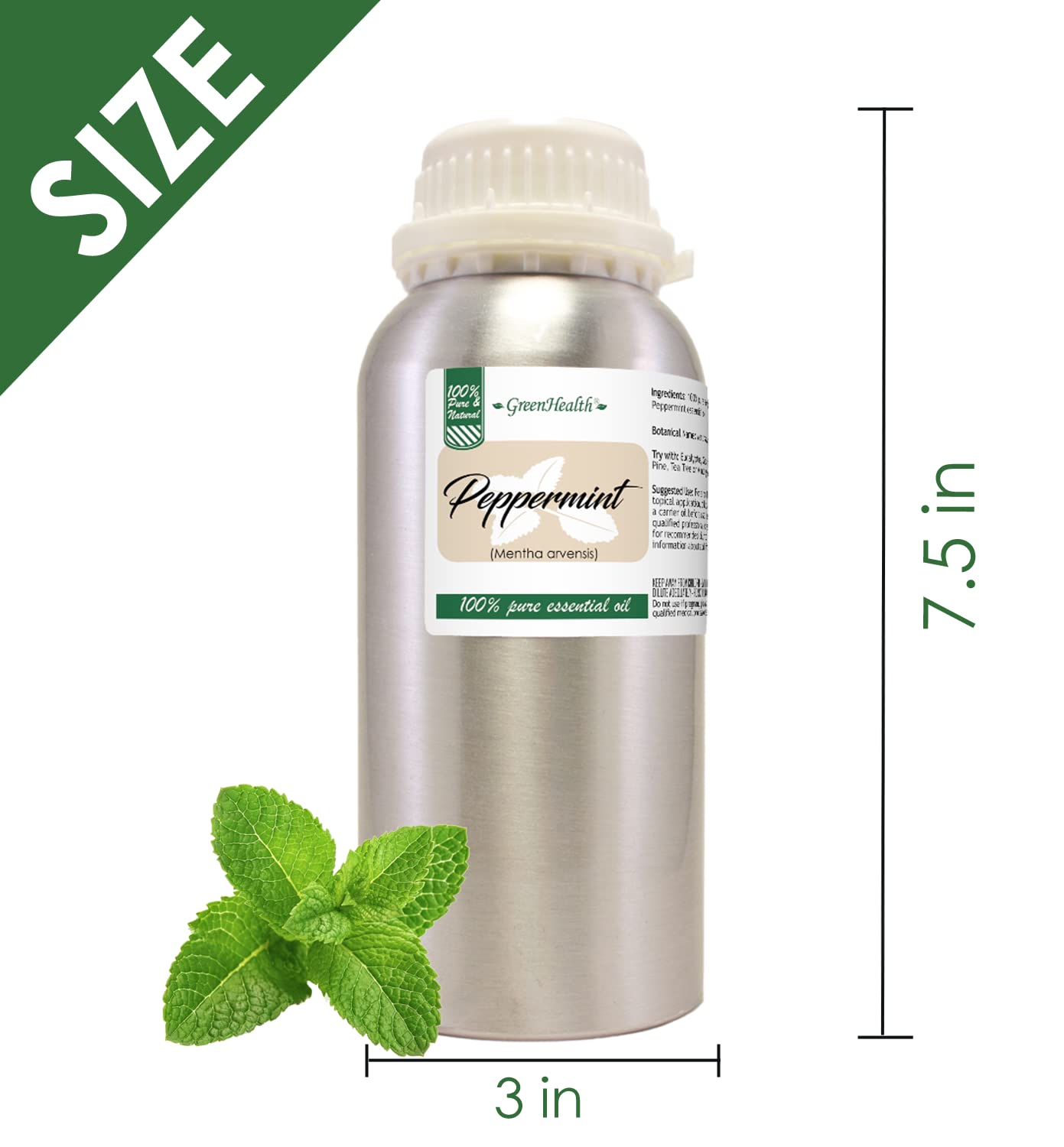 GreenHealth Peppermint Essential Oil – 2 Pack (32 oz) – 100% Pure & Uncut