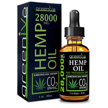 GreenIVe Hemp Drops 28,000mg – Naturally Grown Hemp Oil (4 Pack) | Vegan Omegas