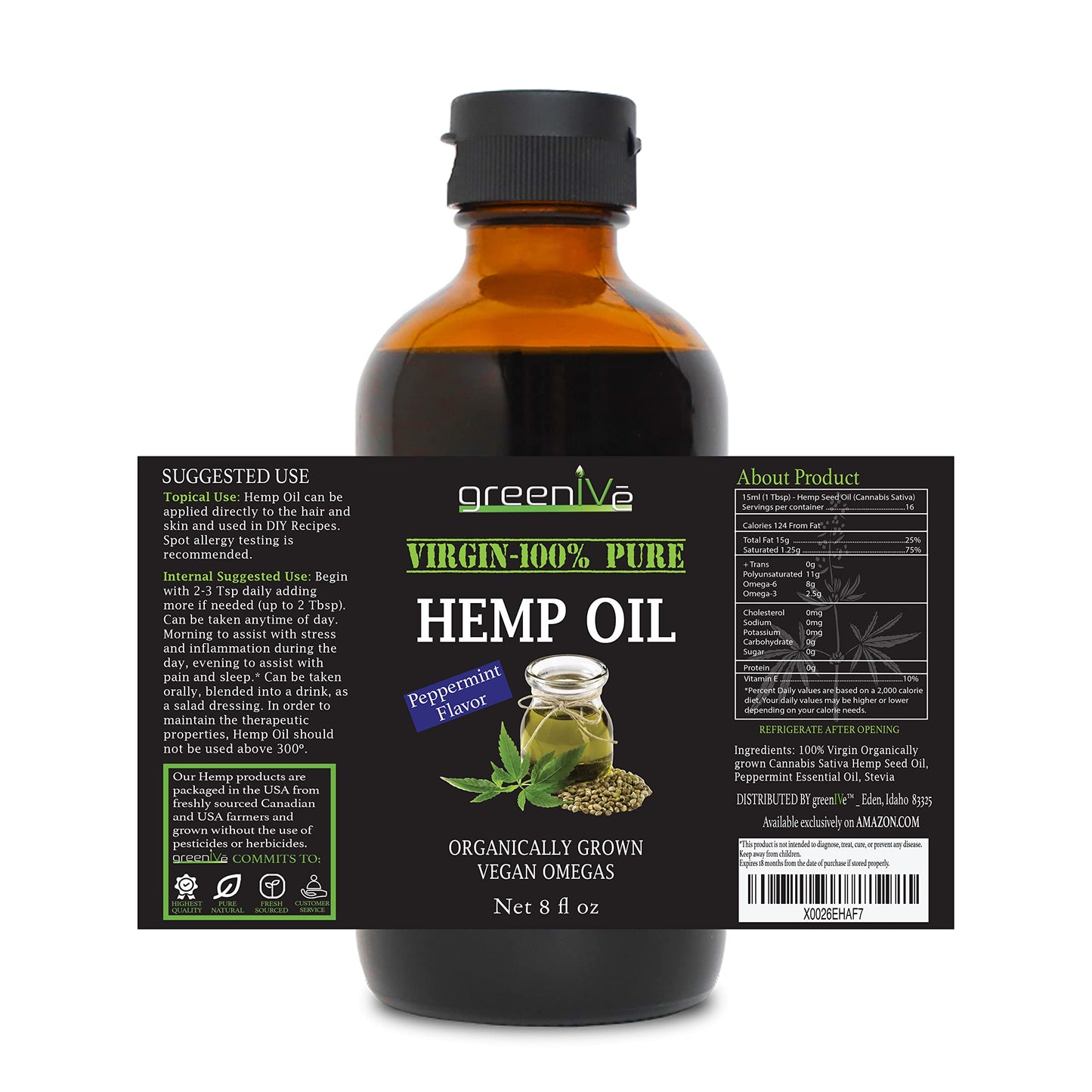 GreenIVe Organic Peppermint Hemp Oil 224,000mg – Cold Pressed (2-Pack)