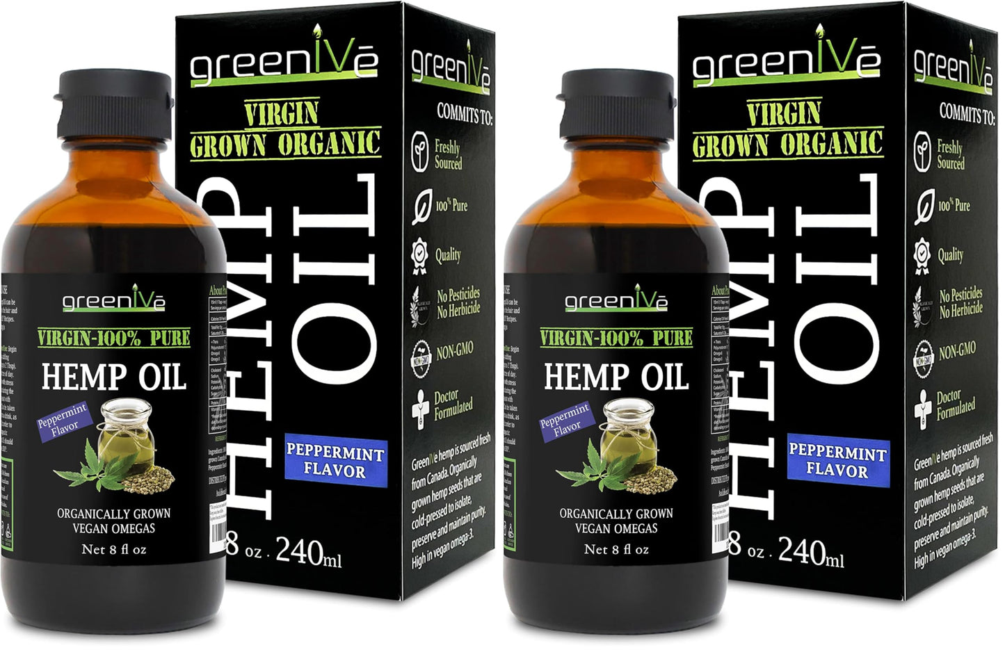 GreenIVe Organic Peppermint Hemp Oil 224,000mg – Cold Pressed (2-Pack)