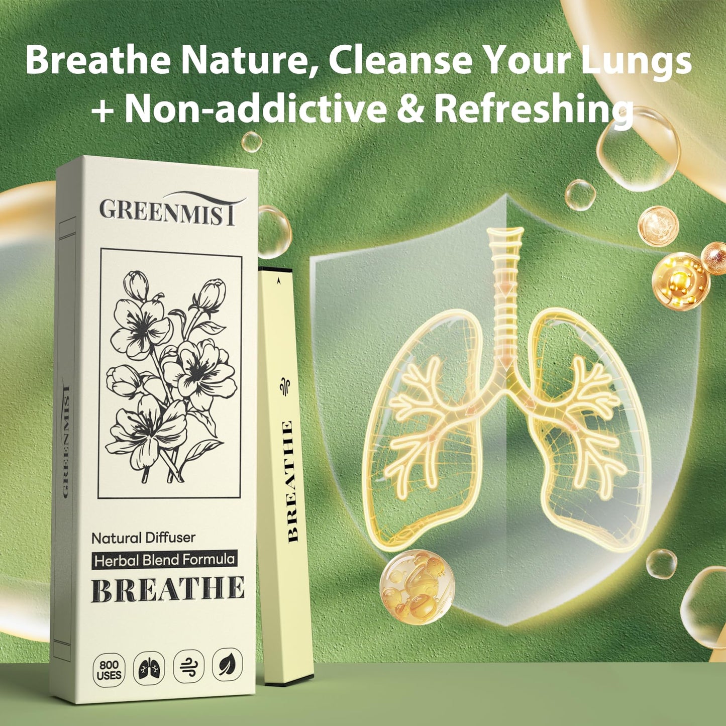 GREENMIST Lung Detox Diffuser Pen – 800 Uses for Respiratory Support