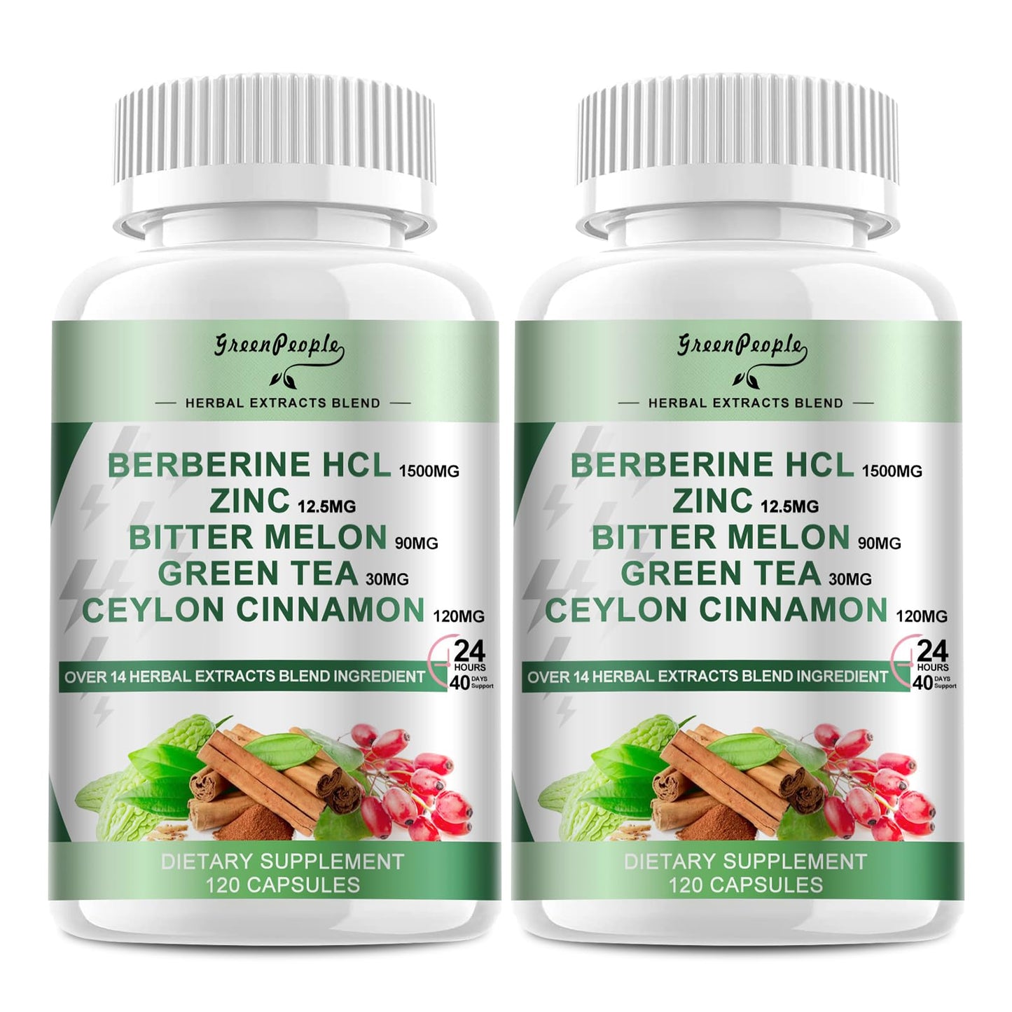 GREENPEOPLE Berberine with Cinnamon – 2 Pack, 120-Count