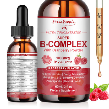 GREENPEOPLE Methylated B Complex | Methyl B12 & L-Methyl Folate | Energy, Immunity & Cognitive Support | Vegan, 2 fl oz, 2 Pack