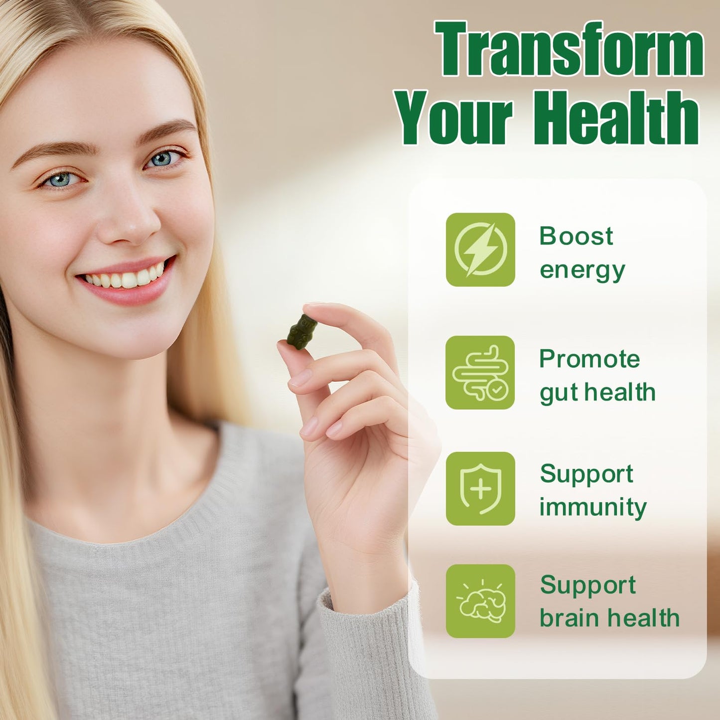 Greens Daily Gummies – Superfood Greens Multivitamin for Digestive Health & Immune Support | Non-GMO, 120 Count