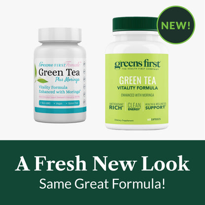 Greens First Green Tea Vitality Formula - Enhanced with Moringa - Antioxidant-Rich for Clean Energy - Vegan & Gluten-Free - 60 Capsules