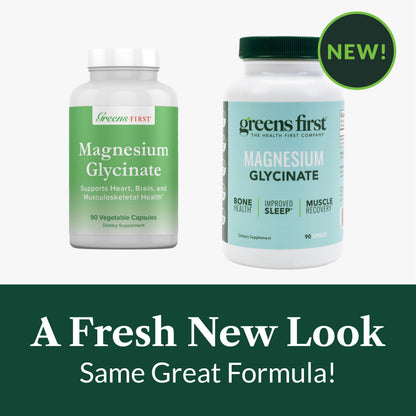 Greens First Magnesium Glycinate - Supports Heart & Muscle Health, Metabolism | 90 Veg Capsules