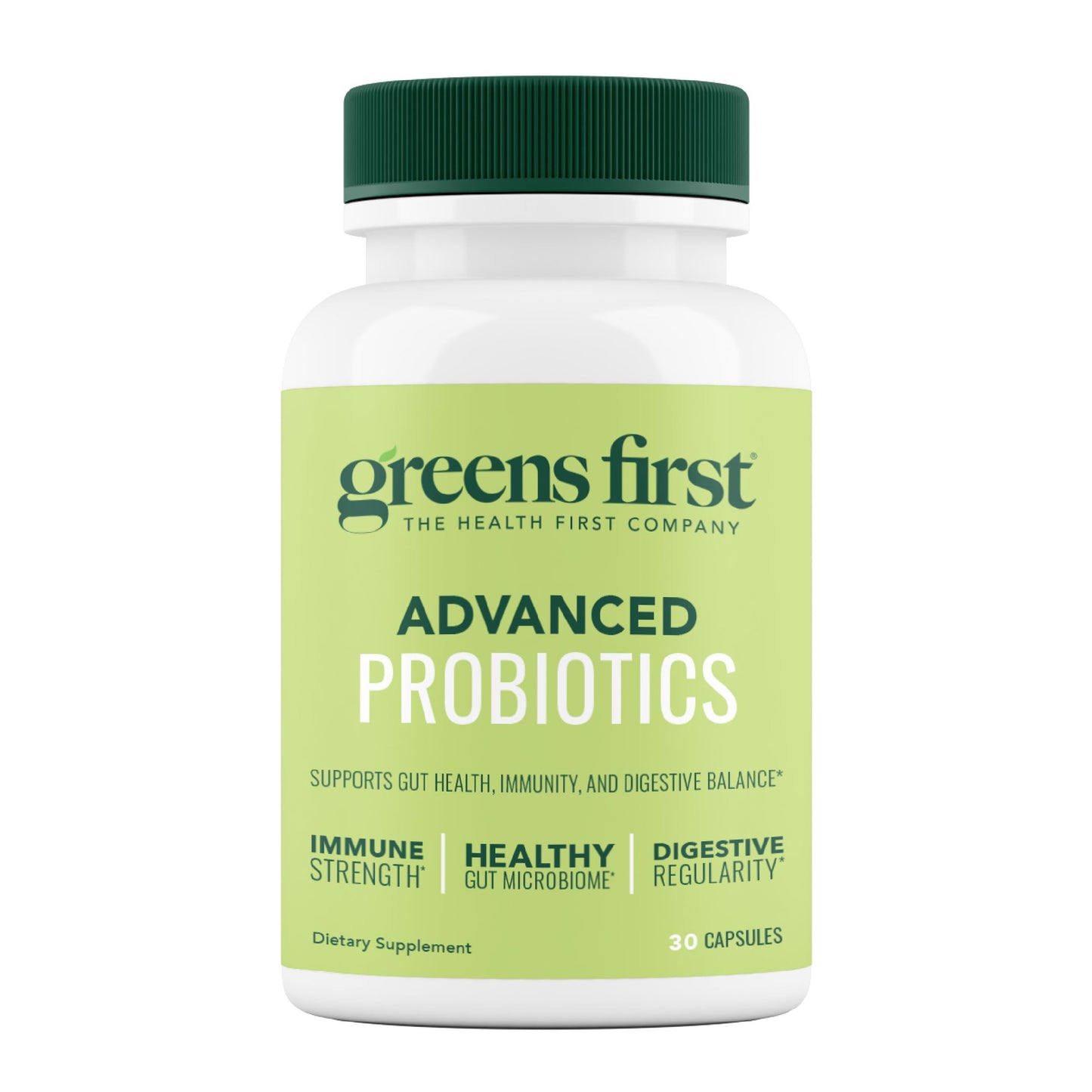 Greens First Probiotics - 20 Billion CFU, FOS Soluble Fiber - Gut Health, Skin Support - 30 Servings
