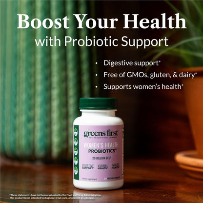 Greens First Women's Health Probiotics - 20B CFU for Digestive, Immune & Vaginal Health