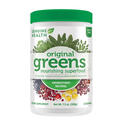 Genuine Health Greens+ Original Superfood Powder – Unsweetened, Stevia-Free (208g)