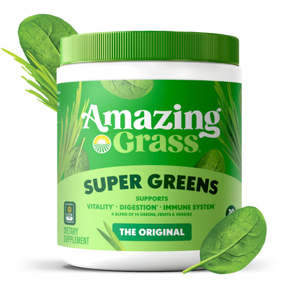 Amazing Grass Greens Blend Superfood – Organic Greens Powder with Spirulina & Probiotics