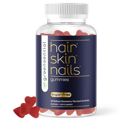 Greensential Sugar-Free Hair Skin Nails Gummies | 5,000 mcg Biotin | Vegetarian & Non-GMO | Made in USA