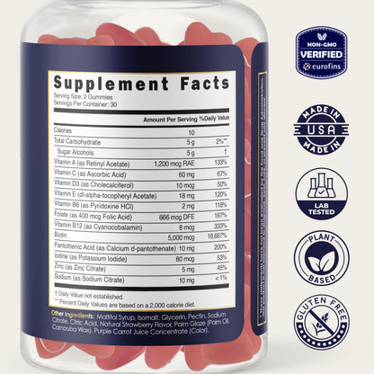 Greensential Sugar-Free Hair Skin Nails Gummies | 5,000 mcg Biotin | Vegetarian & Non-GMO | Made in USA