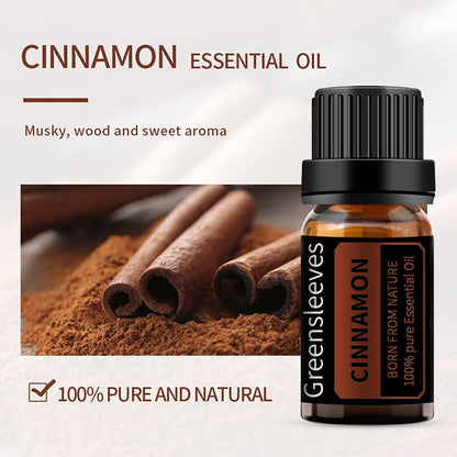 GREENSLEEVES Cinnamon Essential Oil – 10ml Pure Plant-Based Aromatherapy Oil